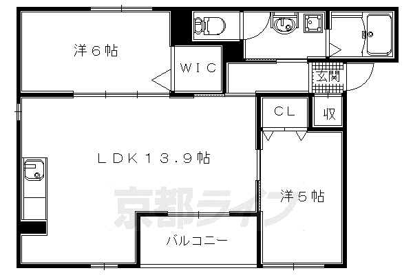 奈良線 ＪＲ小倉駅 徒歩7分 2階建 築7年(2LDK/2階)の間取り写真