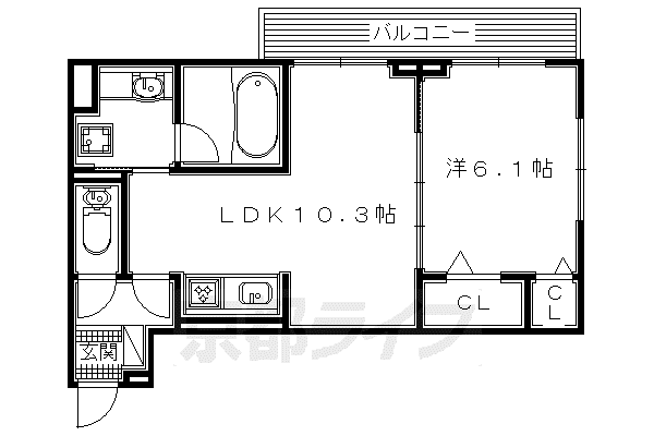 奈良線 黄檗駅(ＪＲ) 徒歩4分 3階建 築6年(1LDK/2階)の間取り写真