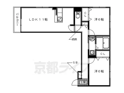 京阪電気鉄道京阪線 淀駅 徒歩44分 2階建 築6年(2LDK/2階)の間取り写真