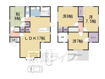 奈良線 木幡駅(ＪＲ) 徒歩19分 2階建 築23年(4LDK)の間取り写真