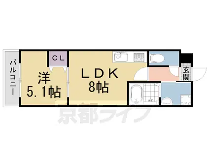 奈良線 六地蔵駅(ＪＲ) 徒歩3分 5階建 築5年(1LDK/3階)の間取り写真