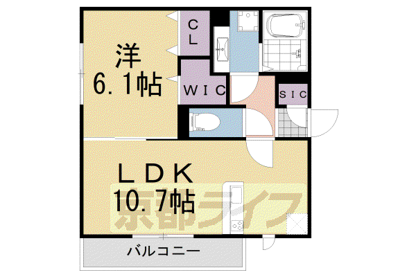 奈良線 山城青谷駅 徒歩9分 2階建 築5年(1LDK/1階)の間取り写真