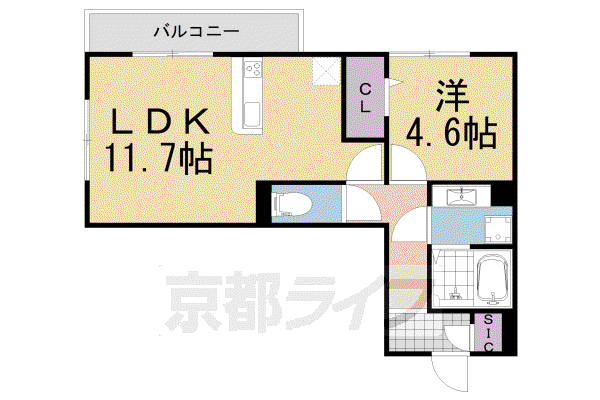 奈良線 山城青谷駅 徒歩9分 2階建 築5年(1LDK/2階)の間取り写真