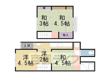 叡山電鉄 茶山・京都芸術大学駅 徒歩15分 2階建 築61年(5K)の間取り写真