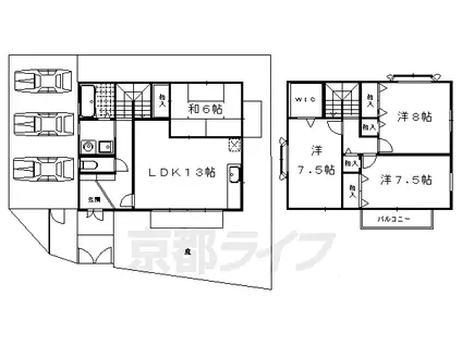 叡山電鉄 岩倉駅(京都) 徒歩5分 2階建 築26年(4LDK)の間取り写真