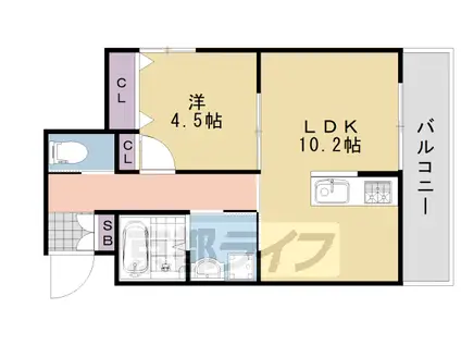阪急電鉄京都線 桂駅 徒歩25分 5階建 築10年(1LDK/2階)の間取り写真