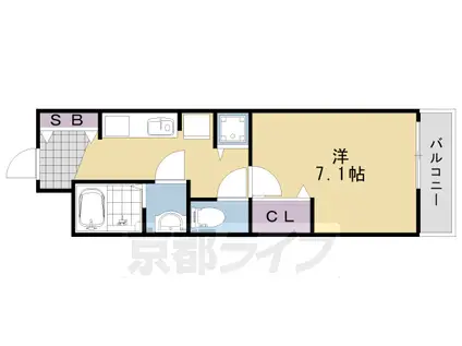 阪急電鉄嵐山線 上桂駅 徒歩14分 3階建 築10年(1K/3階)の間取り写真