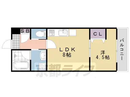 阪急電鉄京都線 桂駅 徒歩2分 3階建 築9年(1LDK/1階)の間取り写真