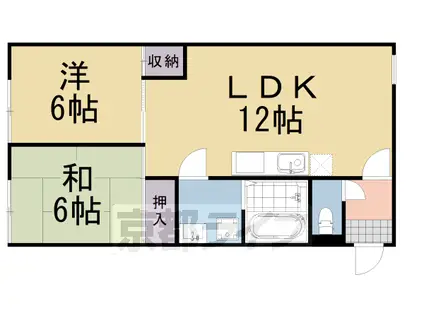 アズール中川(2LDK/3階)の間取り写真