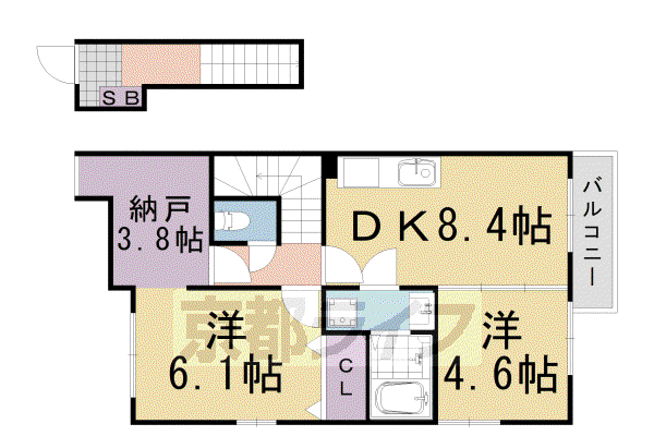 ASK篠(2SDK/2階)の間取り写真