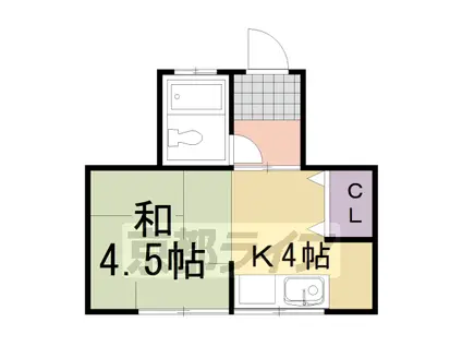 阪急電鉄京都線 桂駅 徒歩54分 2階建 築31年(1DK/2階)の間取り写真