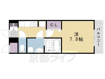 阪急電鉄嵐山線 上桂駅 徒歩14分 3階建 築9年(1K/2階)の間取り写真