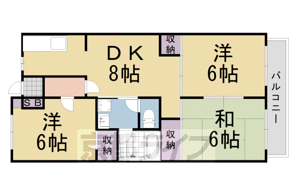 サンク・メルベーユ並河(3DK/2階)の間取り写真