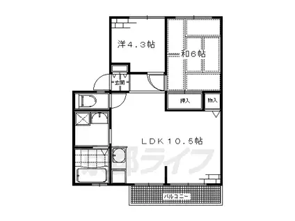 アルカディア田中(2LDK/2階)の間取り写真