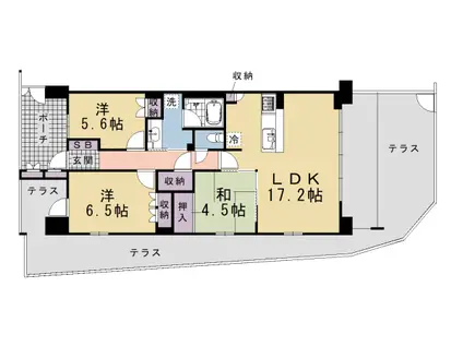 阪急電鉄京都線 桂駅 徒歩10分 5階建 築12年(3LDK/1階)の間取り写真