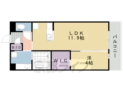 東海道本線 桂川駅(京都) 徒歩12分 3階建 築9年(1LDK/1階)の間取り写真