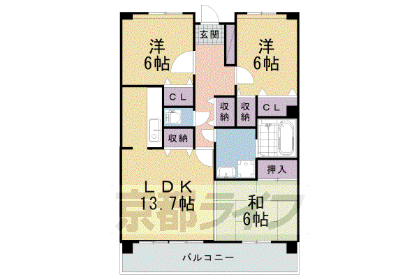 アルカディア21(3LDK/7階)の間取り写真