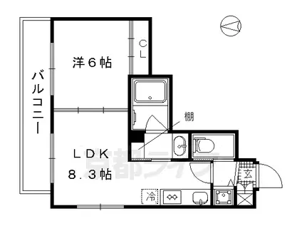 京都市東西線 二条駅 徒歩18分 5階建 築10年(1LDK/5階)の間取り写真
