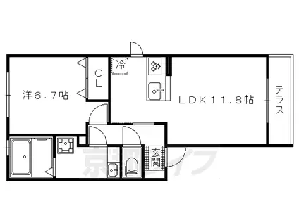 京都市烏丸線 北大路駅 徒歩17分 2階建 築10年(1LDK/2階)の間取り写真