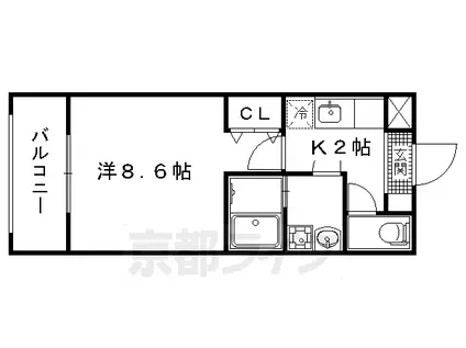 メゾン・エイムW(1K/2階)の間取り写真