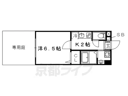 シエルコート紫野(1K/1階)の間取り写真