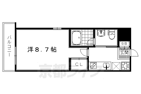 京都市烏丸線 北大路駅 徒歩10分 4階建 築10年(1K/2階)の間取り写真