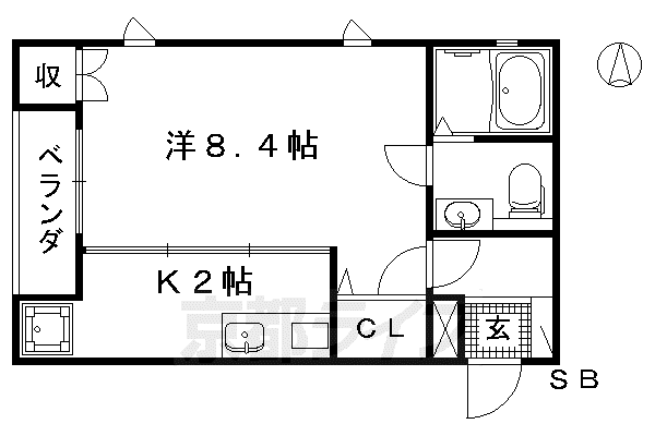 京都市烏丸線 北大路駅 徒歩12分 2階建 築18年(1K/1階)の間取り写真