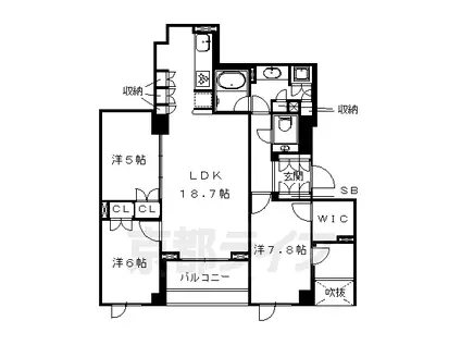 京阪電気鉄道鴨東線 神宮丸太町駅 徒歩7分 5階建 築9年(3LDK/4階)の間取り写真