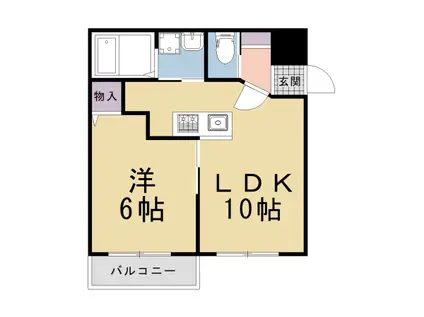 京都市烏丸線 北大路駅 徒歩12分 3階建 築9年(1LDK/3階)の間取り写真
