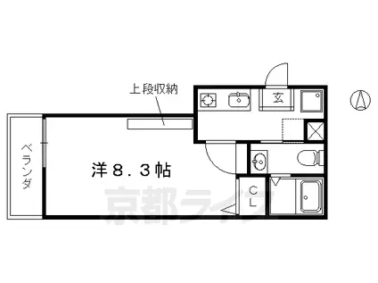 京都市烏丸線 鞍馬口駅 徒歩23分 3階建 築9年(1K/1階)の間取り写真