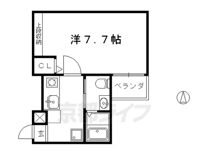 京都市烏丸線 鞍馬口駅 徒歩23分 3階建 築9年(1K/1階)の間取り写真