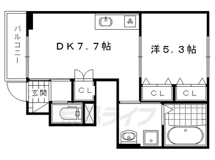 エルメゾン北山(1DK/1階)の間取り写真
