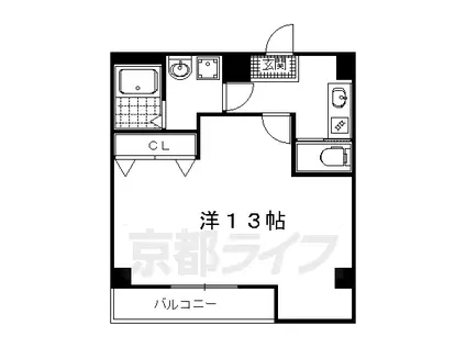 JUNE御所西(1K/2階)の間取り写真