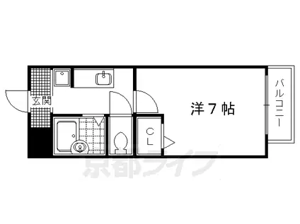 京福北野線 北野白梅町駅 徒歩24分 3階建 築25年(1K/2階)の間取り写真