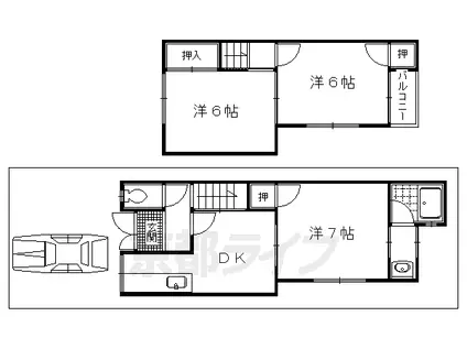 叡山電鉄 二軒茶屋駅(京都) 徒歩24分 2階建 築49年(3DK)の間取り写真