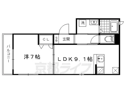京阪電気鉄道鴨東線 神宮丸太町駅 徒歩5分 3階建 築8年(1LDK/1階)の間取り写真