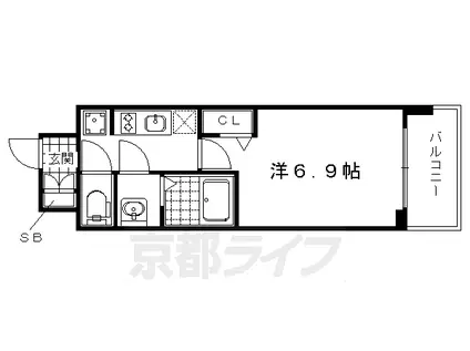 プレサンス京都二条 京華(1K/3階)の間取り写真