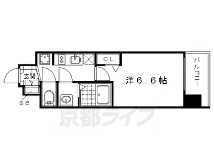 プレサンス京都二条 京華(1K/2階)の間取り写真