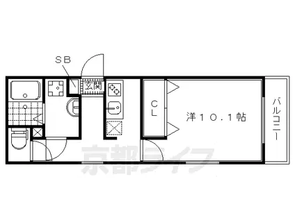 京都市烏丸線 北大路駅 徒歩20分 5階建 築8年(1K/5階)の間取り写真