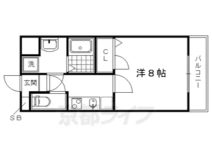 京都市烏丸線 北大路駅 徒歩20分 5階建 築8年(1K/5階)の間取り写真
