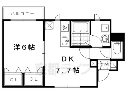 京都市烏丸線 鞍馬口駅 徒歩17分 2階建 築7年(1DK/1階)の間取り写真