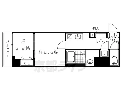 京都市烏丸線 今出川駅 徒歩15分 5階建 築7年(2K/1階)の間取り写真