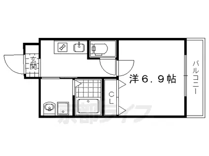京都市烏丸線 鞍馬口駅 徒歩5分 3階建 築7年(1K/2階)の間取り写真