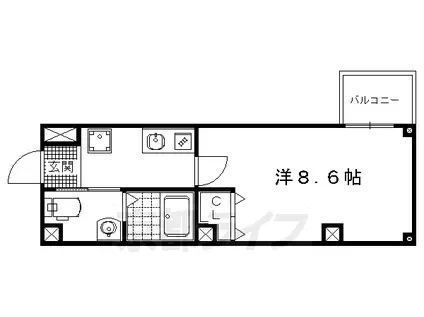 京都市烏丸線 北大路駅 徒歩17分 5階建 築7年(1K/2階)の間取り写真