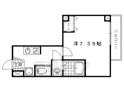 京都市烏丸線 北大路駅 徒歩17分 5階建 築7年(1K/2階)の間取り写真