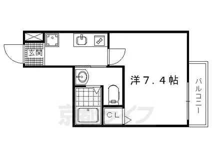 京都市烏丸線 北大路駅 徒歩17分 5階建 築7年(1K/5階)の間取り写真