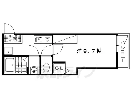 京福北野線 北野白梅町駅 徒歩19分 4階建 築7年(1K/3階)の間取り写真