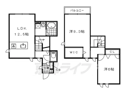 京都市烏丸線 北大路駅 徒歩22分 2階建 築11年(2LDK/1階)の間取り写真