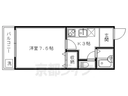 叡山電鉄 茶山・京都芸術大学駅 徒歩1分 2階建 築14年(1K/1階)の間取り写真