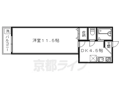 叡山電鉄 茶山・京都芸術大学駅 徒歩1分 2階建 築14年(1DK/2階)の間取り写真